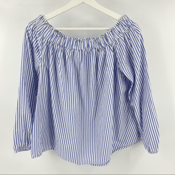 Gap striped off the shoulder pullover blouse - Picture 1 of 7